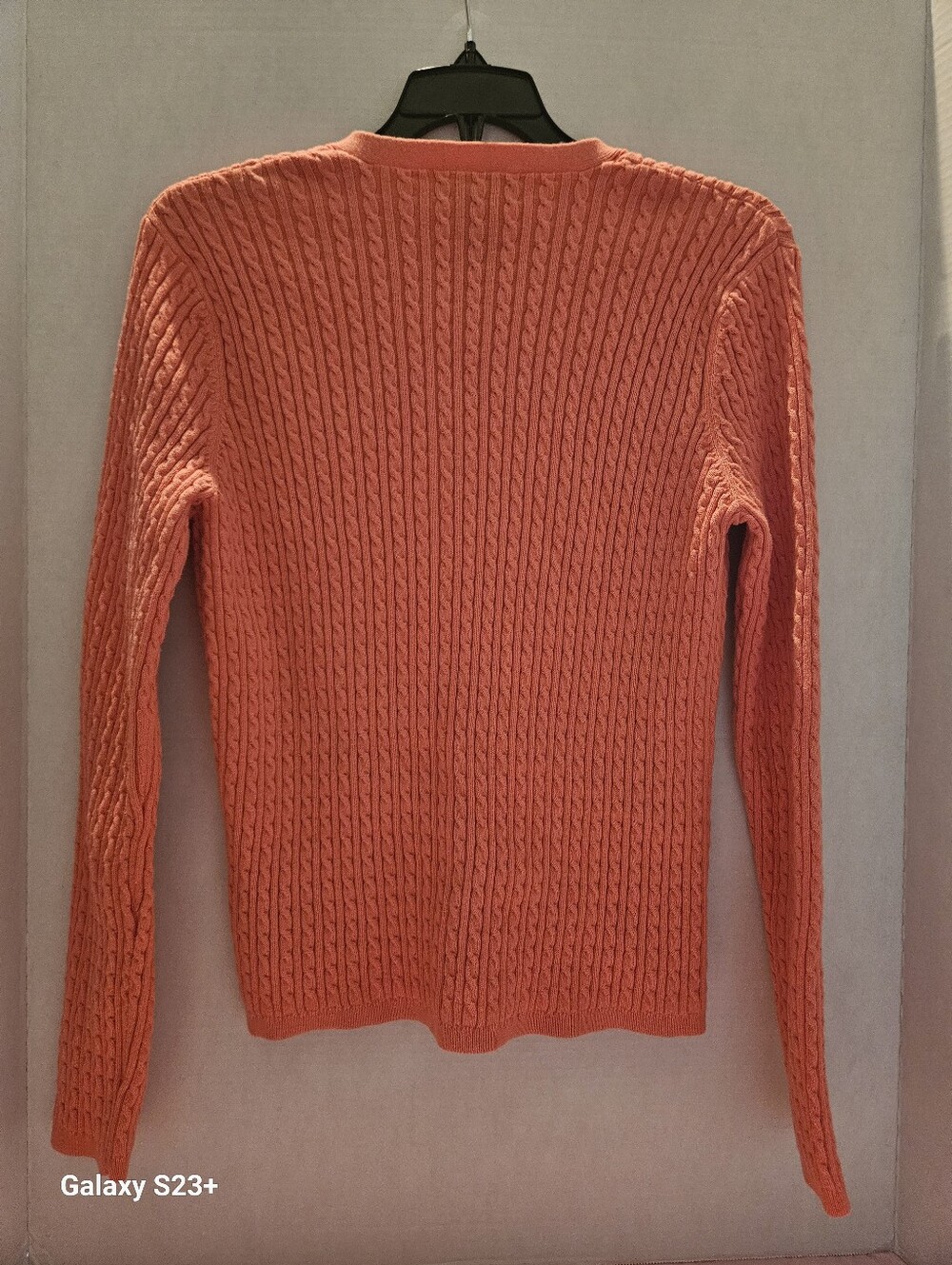 Jones Of New York SIGNATURE Coral Cable-Knit V-Neck Cardigan Sweater Medium - Picture 2 of 3
